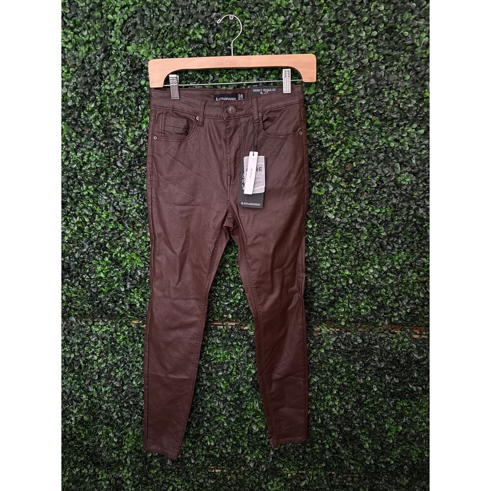 NWT Stradivarius Faux Leather Brown Pants, Women’s Size 38 (6)